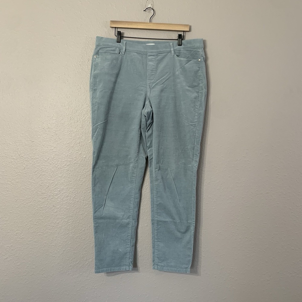 J. Jill Stretch Micro Corduroy Pull On Pants‎ Dust Blue Size XL EUC